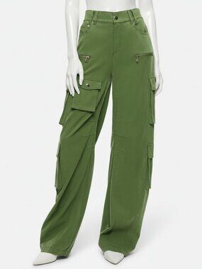 Alice + Olivia Women's Green Akers Oversized Cargo Pants Size 0